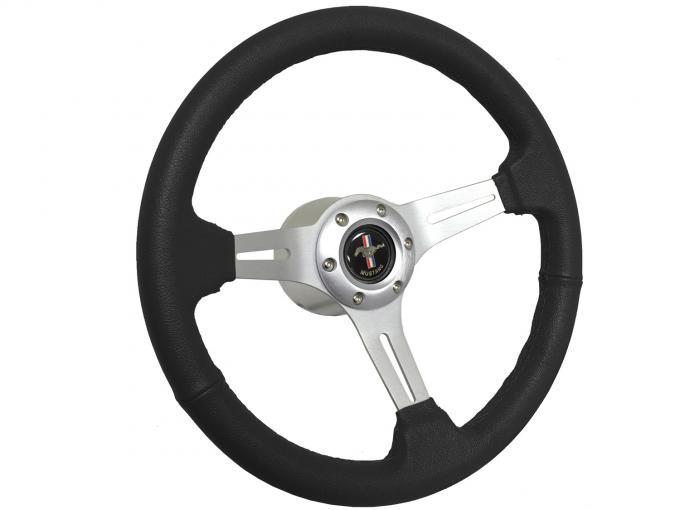 Auto Pro USA 1968-1973 Ford Mustang VSW S6 Sport Leather Steering Wheel Kit, Incl. 14 in. Dia. Steering Wheel, 6-Bolt Kit 70 mm ST3014B-10S-2BRU