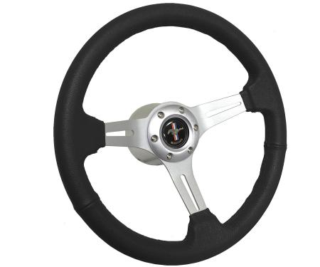 Auto Pro USA 1968-1973 Ford Mustang VSW S6 Sport Leather Steering Wheel Kit, Incl. 14 in. Dia. Steering Wheel, 6-Bolt Kit 70 mm ST3014B-10S-2BRU