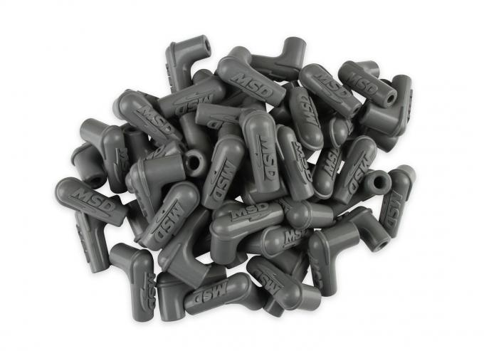 MSD Boots, 90 Degree Logo Spark Plug, Gray Silicone 50EA 34514