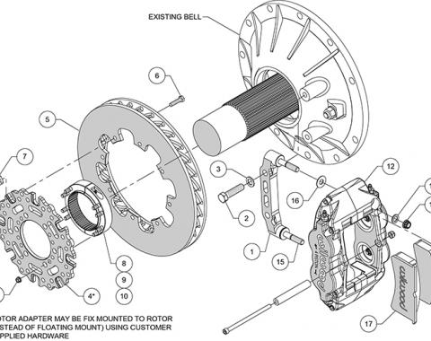 Wilwood Brakes Forged Superlite 4 Radial Sprint Inboard Rear Brake Kit 140-15815