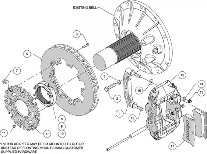 Wilwood Brakes Forged Superlite 4 Radial Sprint Inboard Rear Brake Kit 140-15815