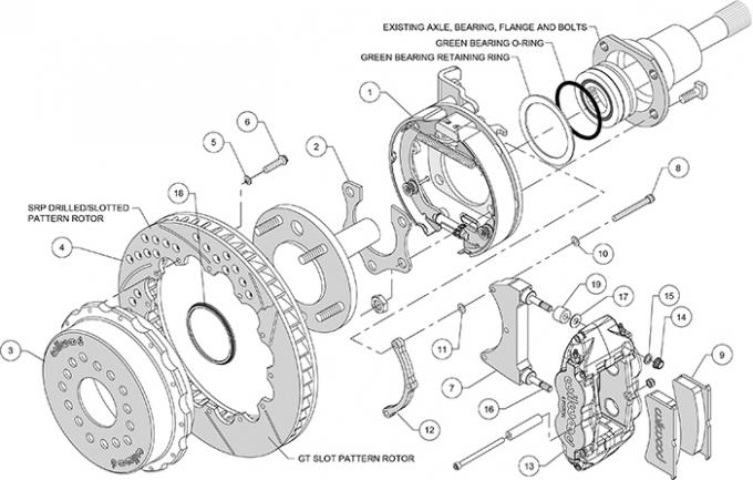 Wilwood Brakes Forged Narrow Superlite 4R Big Brake Rear Parking Brake Kit 140-14878-DR