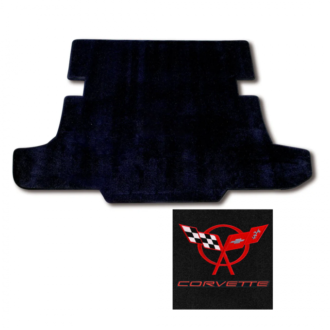 Corvette Cargo Mat, Blk with Red C5 Dbl Logo Cp, 1997-2004