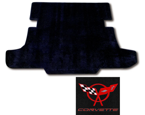 Corvette Cargo Mat, Blk with Red C5 Dbl Logo Cp, 1997-2004