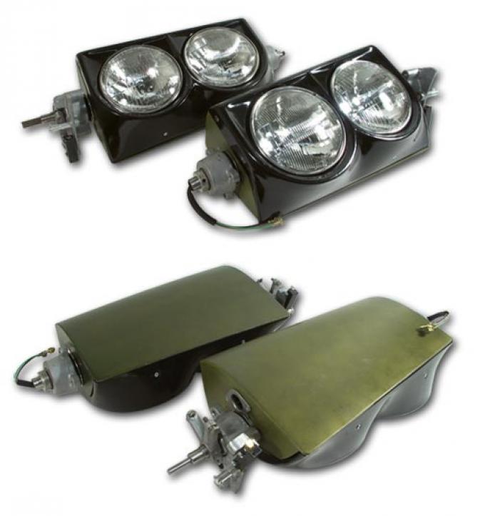 Corvette Headlight Assembly, Left & Right, 1963-1967