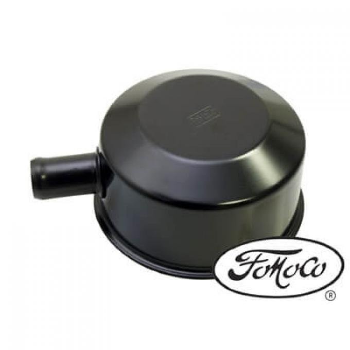 Scott Drake 1964-1970 Ford Mustang Oil Cap with Tube (FOMOCO Logo, Black) C5ZZ-6766-B