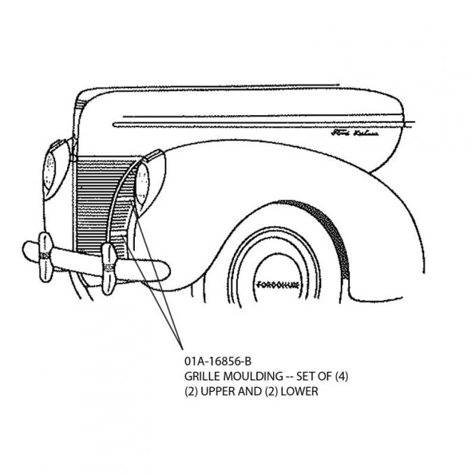 Dennis Carpenter Grille Molding - 1940 Ford Car   01A-16856-B