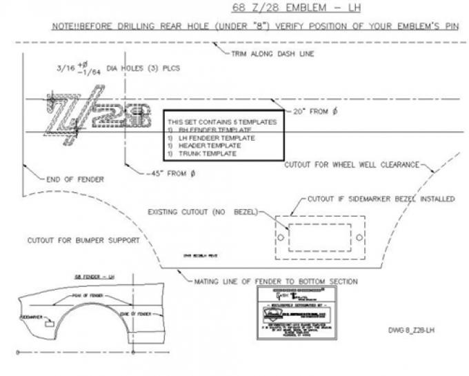 Classic Headquarters Z-28 Emblem Template Kit W-709