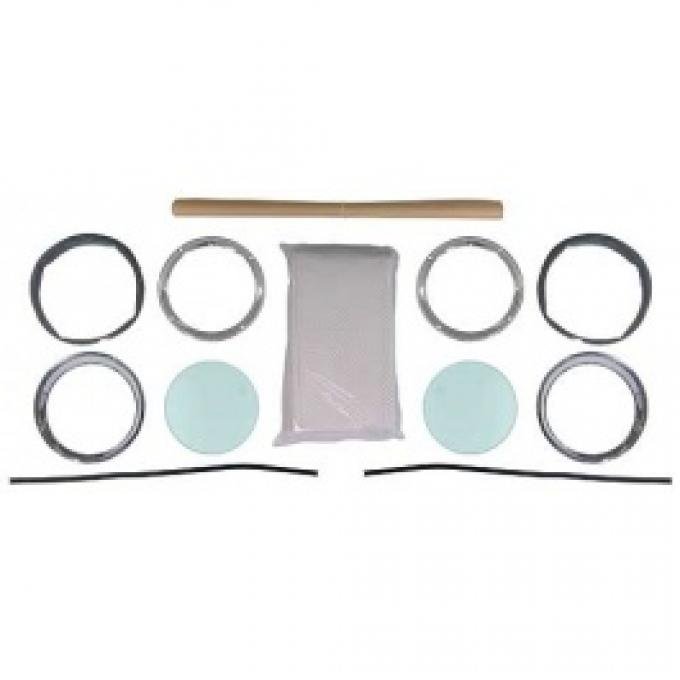 Ford Thunderbird Porthole Kit, Clear Logo Glass, Includes Bone Headliner, 1956-57