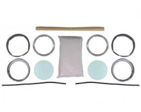 Ford Thunderbird Porthole Kit, Clear Logo Glass, Includes White Headliner, 1956-57