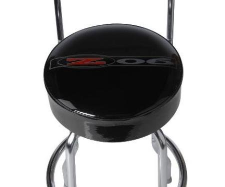 Corvette Stool, Black with Back Rest, C5 Z06 Emblem