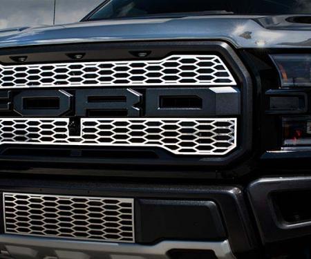 American Car Craft 2017 Ford F-150 Front Upper Grille Overlays Factory Style Polished Stainless 2pc 772054