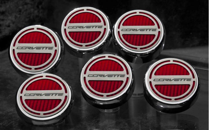 2014-2019 Z06/Z51/C7 Stingray- Fluid Cap Covers 'Corvette' Lettering 6Pc - Manual Transmission 053018