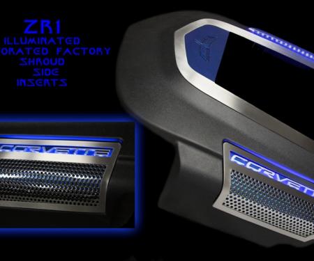 2009-2013 ZR1 Corvette - Illuminated Engine Shroud Side Inserts 2Pc - Perforated Stainless 043072