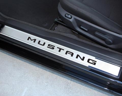 American Car Craft Doorsills Stainless Mustang w/Carbon Fiber 271029