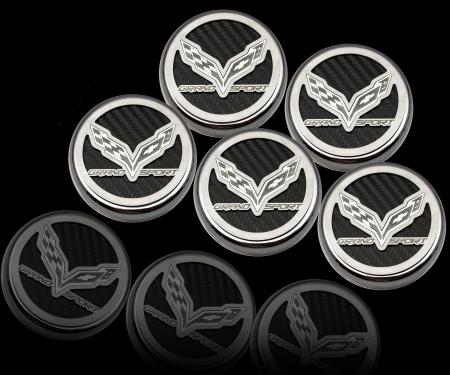 2016-2019 Grand Sport Corvette - Fluid Cap Cover Set w/Crossed Flags & Grand Sport - Choose Color & Transmission Type 053098