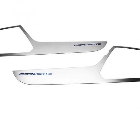 2014-2019 Corvette Stingray - Door Guards with Corvette Lettering 2Pc - Choose Color Inlay 051001