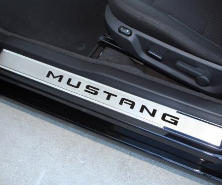 American Car Craft Doorsills Stainless Mustang w/Carbon Fiber 271029