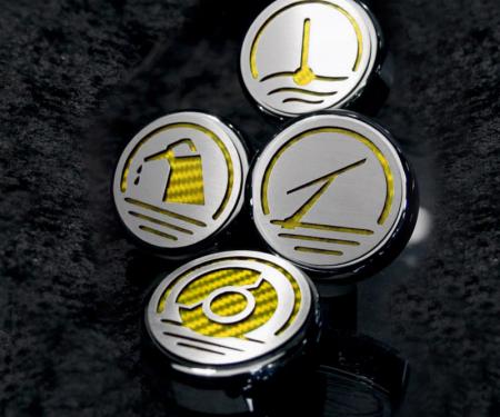 2010-2014 Mustang - Fluid Cap Covers 4Pc - Triple Chrome Plated, Choose Vinyl Inlay Color 273042