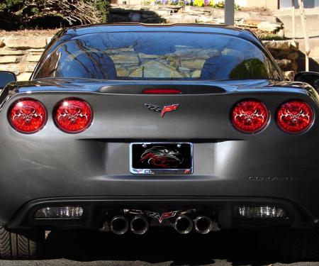 American Car Craft 2005-2013 Chevrolet Corvette Taillight Covers Polished Tribal Skull 4pc 042073