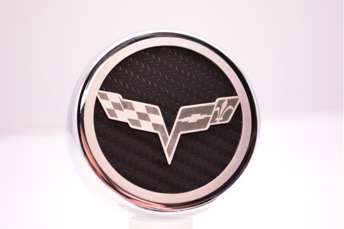 2005-2013 C6 Corvette - Crossed Flags Logo Fluid Cap Cover Set 5Pc - Choose Color Inlay 043082