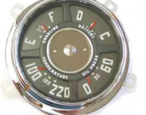 Chevy Truck Dash Gauge Cluster, 6-Cylinder, 6 Volt, With 212? Temperature Gauge, 1950-1953