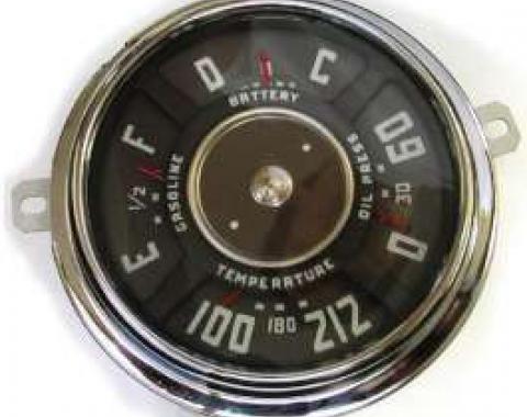 Chevy Truck Dash Gauge Cluster, 6-Cylinder, 12 Volt, With 212? Temperature Gauge, 1947-1949