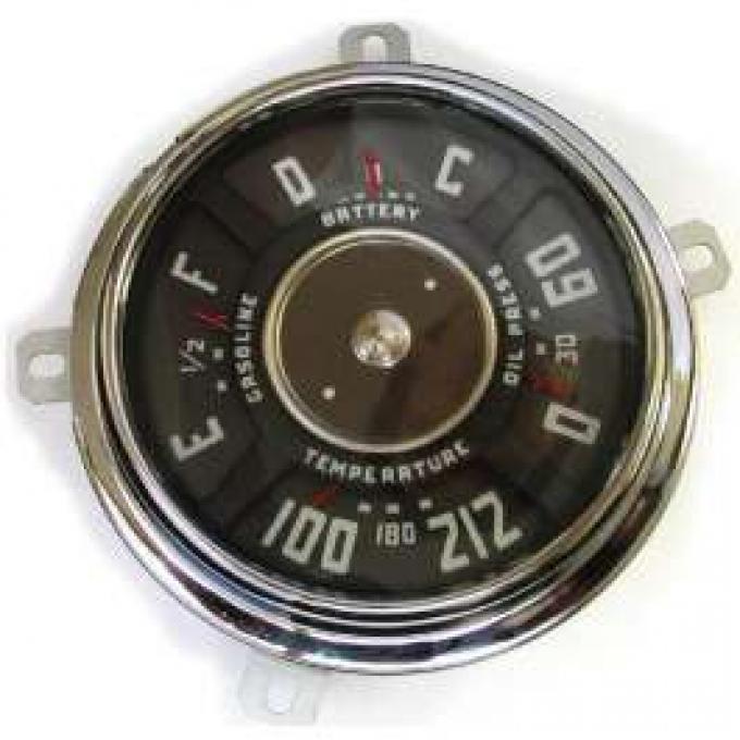 Chevy Truck Dash Gauge Cluster, 6-Cylinder, 6 Volt, With 212? Temperature Gauge, 1947-1949