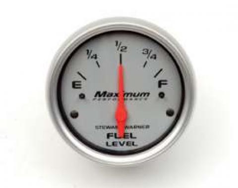 Chevelle Gauge, Fuel, 2-1/16, 0-90 Ohm, Silver, Stewart Warner, 1965-1972