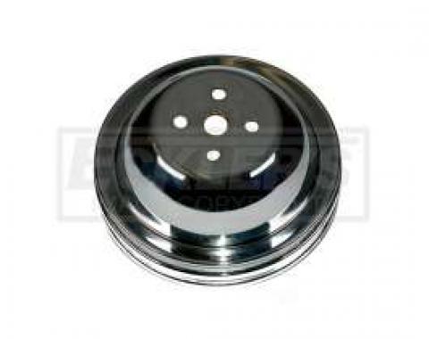 Chevelle Water Pump Pulley, Big Block, Double Groove, Chromed Billet Aluminum, For Cars With Short Water Pump, 1964-1968