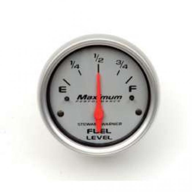 Chevelle Gauge, Fuel, 2-1/16, 0-90 Ohm, Silver, Stewart Warner, 1965-1972