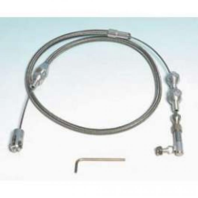 Chevelle Throttle Cable Assembly, 24 Long, Stainless Steel, Hi-Tech, Lokar, 1964-1972