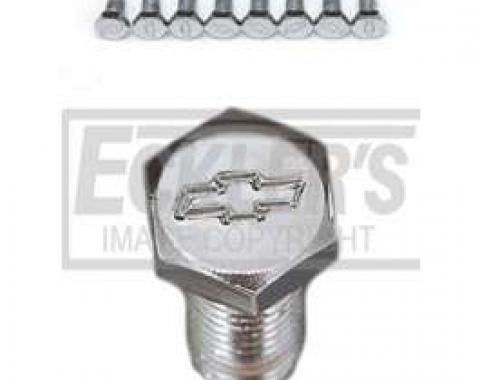 Chevelle Bowtie Valve Cover Bolt Set, Small Block, Chrome, For Cars With Steel Valve Covers, 1964-1983