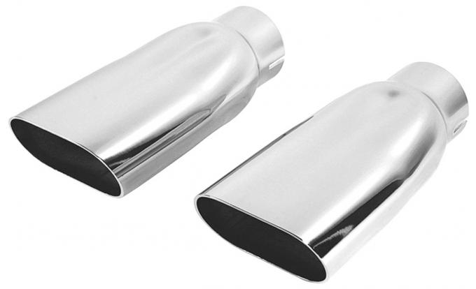 RestoParts Exhaust Tips, Oval, 1969-72 Chevelle/El Camino/Monte Carlo SS, Chrome 2-1/2" CET0002