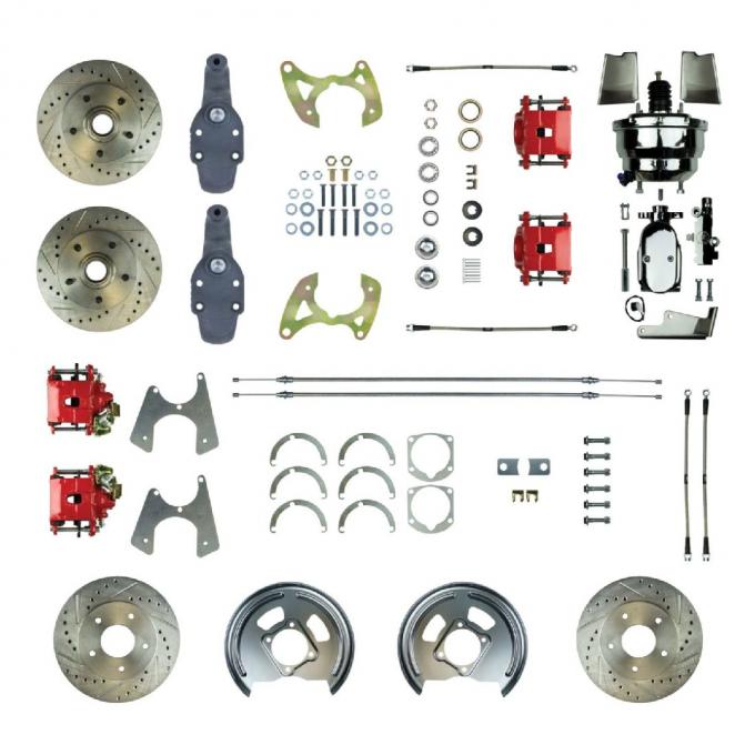 Right Stuff 1965-70 Impala, 2" Drop, 8" Booster, Power 4-Wheel Disc Brake Conversion Kit FSC654DCDZX