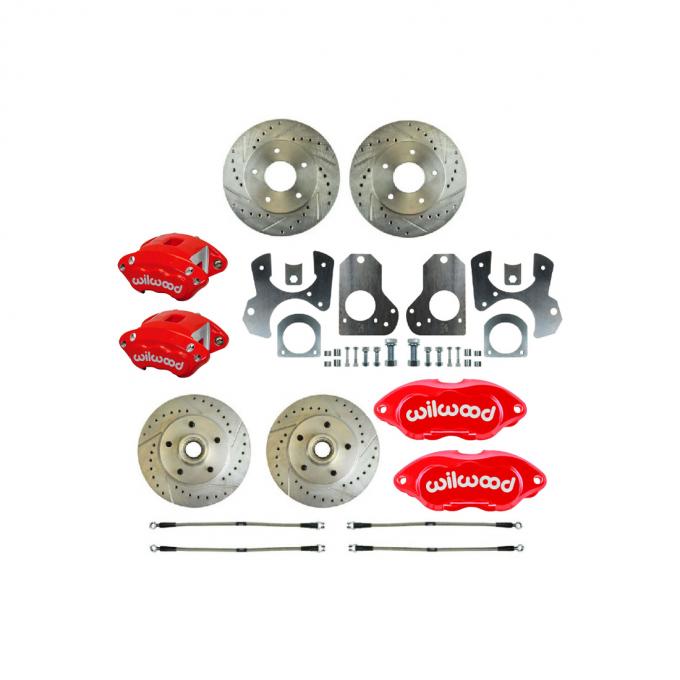 Right Stuff 1982-87 Camaro, 4-Wheel W/Rear +2 Disc Brake Conversion Kit W/Red Calipers F82RDM278Z