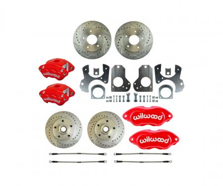 Right Stuff 1982-87 Camaro, 4-Wheel W/Rear +2 Disc Brake Conversion Kit W/Red Calipers F82RDM278Z