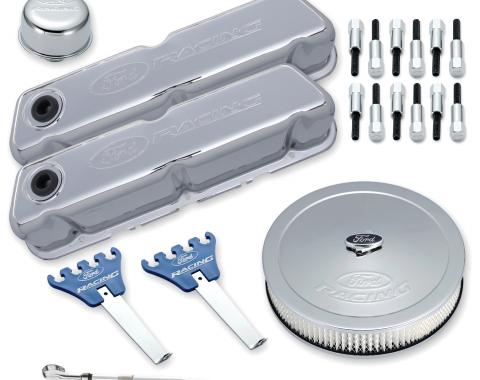 Proform Engine Dress-Up Kit, Chrome w/Embossed Ford Racing Logo, Fits SB Ford Engines 302-515