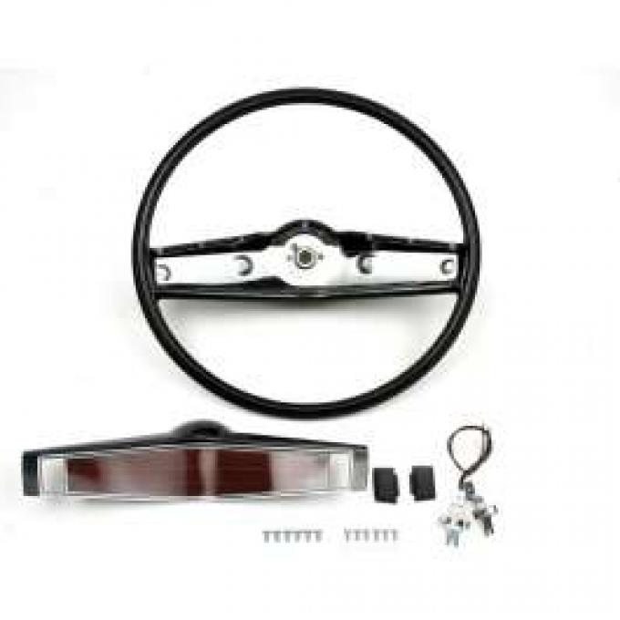 Camaro Steering Wheel Kit, Deluxe, Rosewood Horn Shroud, 1969