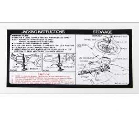 Camaro Jacking Instructions Decal, 1973