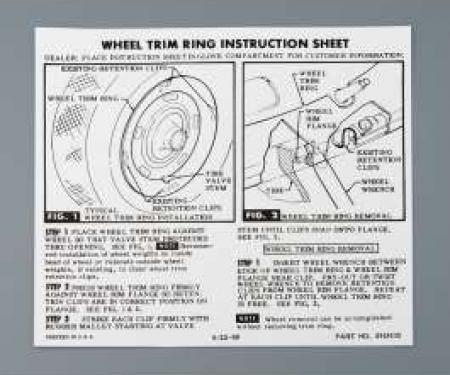 Camaro Wheel Trim Ring Instruction Sheet, 1970-1972