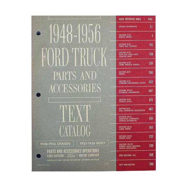 1948-1956 Ford Truck Parts And Accessories Text Catalog - Bound Catalog ...