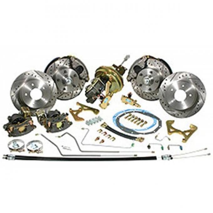 Nova Power Disc Brake Conversion Kit, Complete, 4-Wheel, Drop Spindles, 8" Brake Booster, 1968-1974