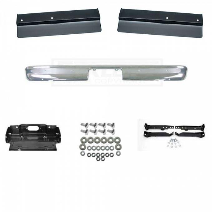 Chevy or GMC Truck Rear Bumper Kit, Chrome, Show Quality, Fleetside, 2WD, 1967-1972