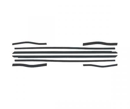 Ford Mustang Belt Weatherstrip Kit - 8 Pieces - Inner & Outer - Black Bead - Early Coupe & Convertible - Door Windows &Rear Quarters