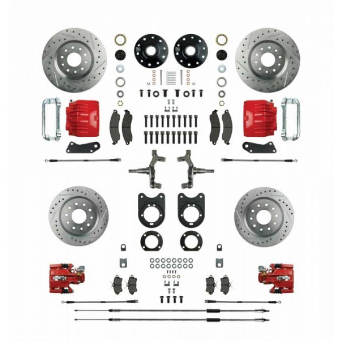 Nova - Big Brake Disc Brake Conversion, Four Wheel Kit, Drop Spindles, Staggered Shocks, 1969-1974