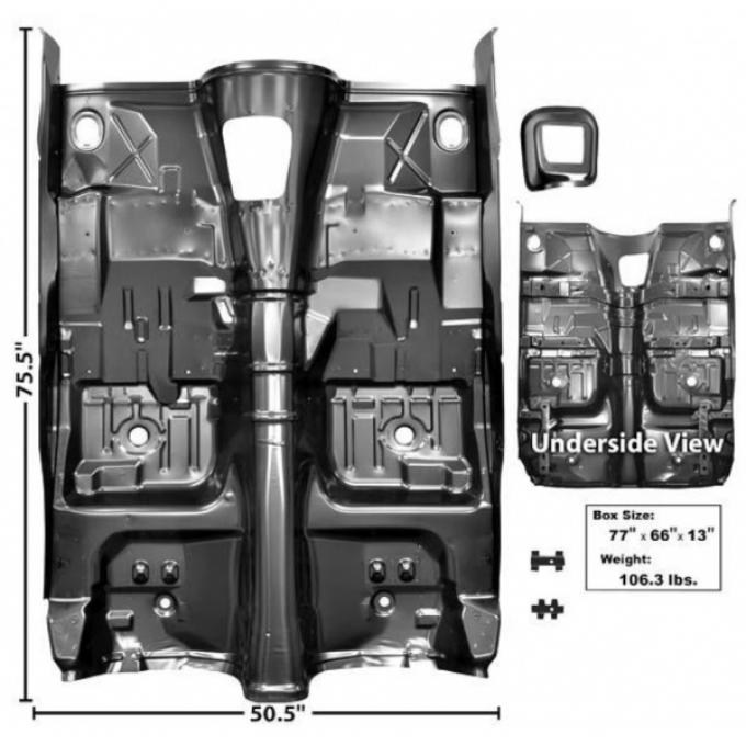 Firebird Floor Pan, Complete, Manual Transmission, With Braces, 1975-1981