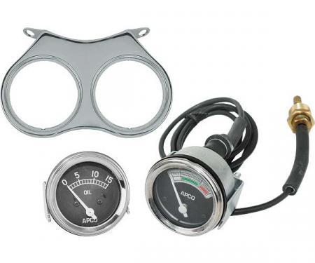 Model A Ford Oil Pressure & Temperature Gauge Kit - Fits Oval Speedometer - 1928-Mid 1930