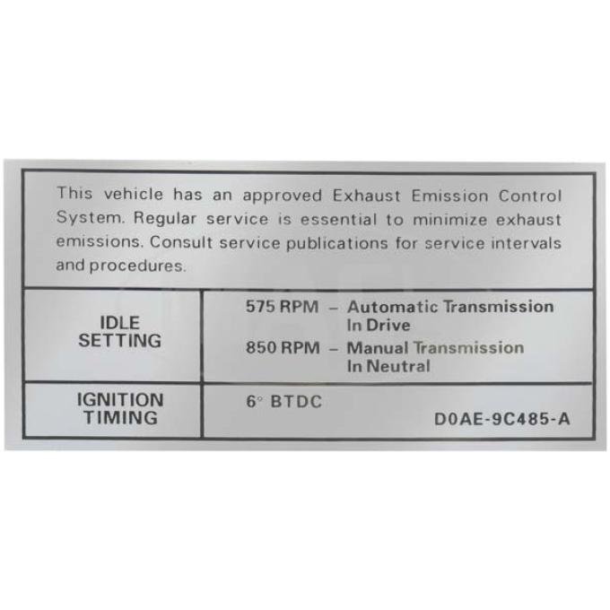 Emission Decal, 351-2V AT/MT, (BEFORE 10-1), Fairlane, Ranchero, Torino, 1970