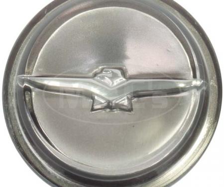 Ford Thunderbird Roof Side Emblem Insert, Silver Bird On Argent Background, For Landau Bar, 1966